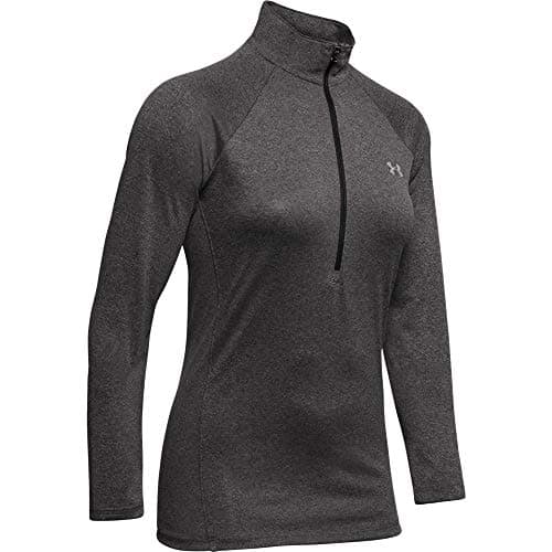 Image of Under Armour Women's Tech ½ Zip, Carbon Heather / / Metallic Silver (090), 1320126, X-Large