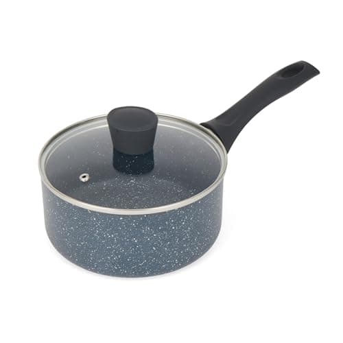Image of Russell Hobbs RH00845EU Nightfall Stone Saucepan with Lid 18cm - 2L Induction Saucepan, Non Stick Sauce Pot, Suitable for All Stoves, Stay Cool Handle, Multi Purpose Cooking Pot, Tempered Glass Lid