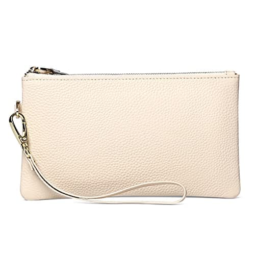 Image of SENDEFN RFID Blocking Wristlet Clutch Bag for Women - Genuine Leather Handbag With Wrist Strap and Zip Pocket Coins Compartment