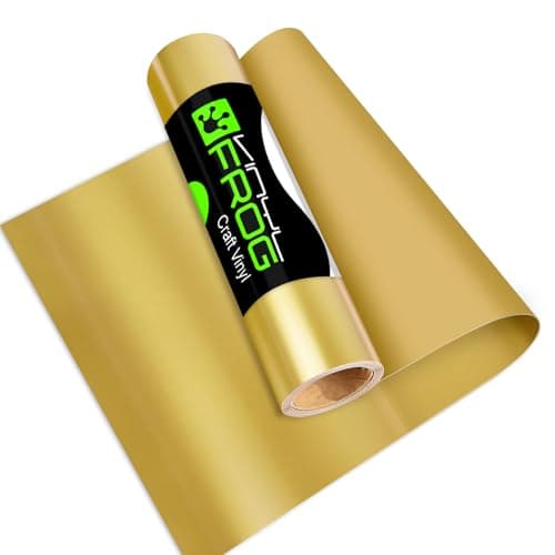 Image of VINYL FROG Permanent Adhesive Vinyl Glossy Self Adhesive VinylRoll 12''x10ft Gold Craft Vinyl Easy to Cut & Weed & Transfer for Mug, Cup, Window & Home Deco,and Other DIY Projects