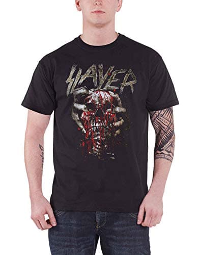Image of Slayer Men Skull Clench Short Sleeve T-Shirt, Black, Large