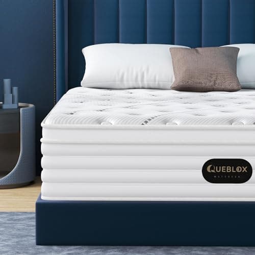 Image of Queblox 4FT6 Double Mattress, 11 Inch 7-Zone Pocket Sprung Mattress with Memory Foam and Soft Knitted Fabric, Medium Firm, Motion Isolation White 135x190x28cm