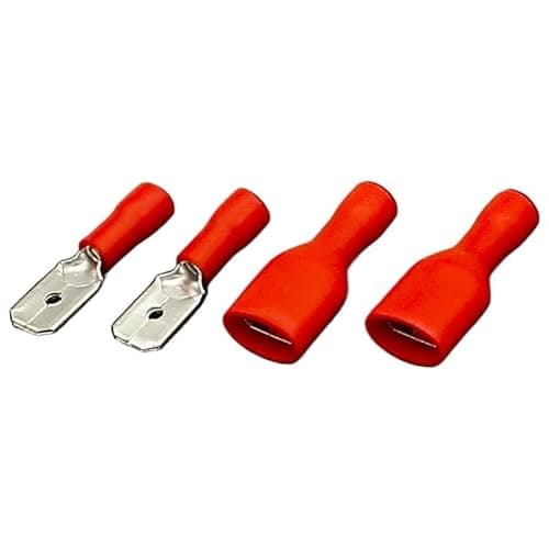 Image of 6.3mm Red Female with Male Spade Insulated Electrical Crimp Terminal Connectors