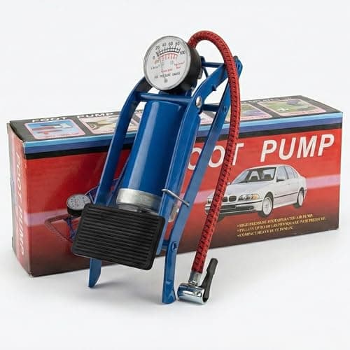 Image of Aspect Foot Pump with Pressure Gauge, Compact Foot Pump For Car Tyres, Floor Air Inflator Pump with Pressure Gauge & Smart Valve Head (Blue)