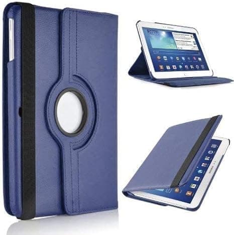 Image of 360° Rotating Leather Case Stand Folio Cover for Samsung Galaxy Tab 4 10.1 (T530/T535) – Premium PU Leather, Multi-Angle Stand, Full Protection (Navy Blue)