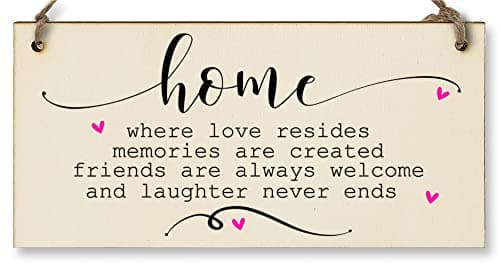 Image of The Plum Penguin Handmade Wooden Hanging Wall Plaque Home Love Resides Memories Friends Laughter Decorative Sentimental Sign Family