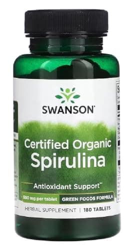 Image of Swansons Swanson - Organic Spirulina | Alkalizing Superfood for Energy, Detox & Immune Support | 500mg - 180 Tablets