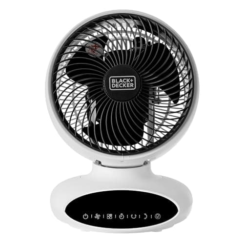 Image of BLACK+DECKER 9” Air Circulation Desk Fan with 5 Speeds, Automatic 360° Oscillation, White, BXFD52009GB