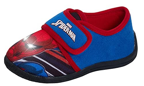 Image of Marvel Boys Spiderman Slippers Kids Easy Fasten Non Slip Sole Slipper House Shoes Blue 10 UK Child/EU 28