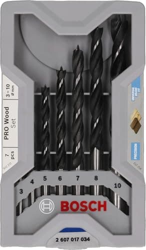Image of Bosch 7x PRO Wood Brad Point Drill Bit Set (for Softwood, Hardwood, Ø 3,0, 4,0, 5,0, 6,0, 7,0, 8,0, 10,0 mm, Professional Accessory Rotary Drill/Drivers)