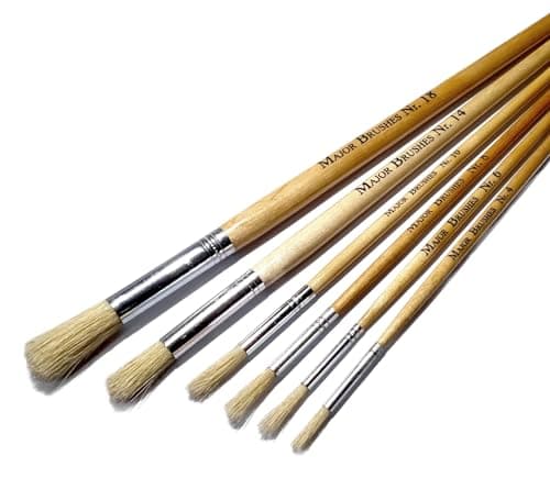 Image of Major Brushes Hog Bristle Long Round Brushes Pack of 6