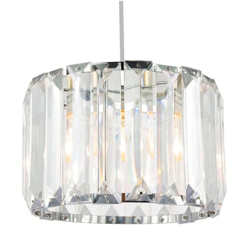 Image of Contemporary Easy Fit Chrome Pendant Shade with Clear Acrylic Rectangular Rods | 25cm Diameter | 11w Maximum | Simple Installation by Happy Homewares