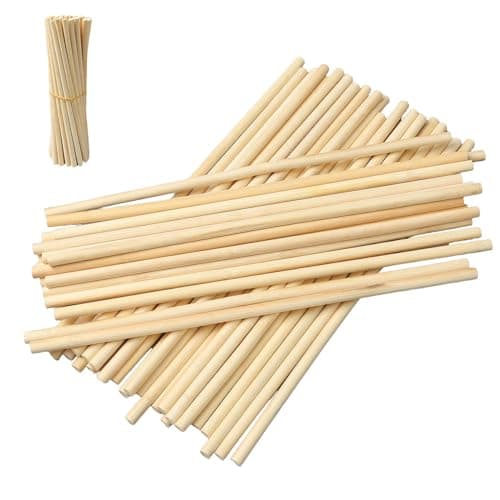 Image of Wooden Dowels 100 Pack, 5mm x 20cm Smooth Bamboo Dowel Rods for Crafts, DIY Models | Unfinished Wood Sticks for Sculptures, Frames, Kites & Home Decor