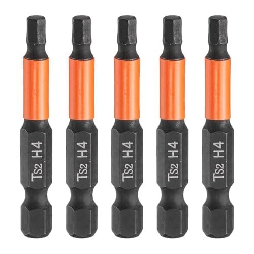 Image of sourcing map 5pcs Hex Head Wrench Drill Bit 4mm(H4) Metric 1/4" Hex Shank 2"(50mm) Length S2 Steel Magnetic Impact Drivers Screwdriver Bit Hexagon Electric Drill Bits