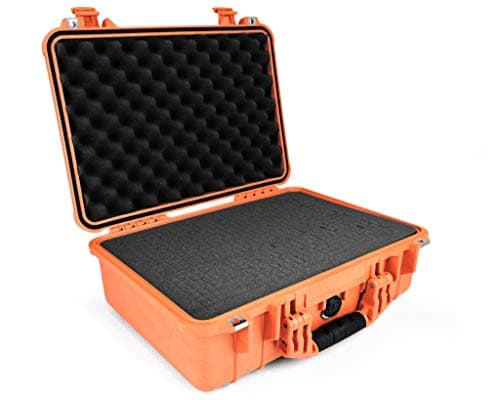 Image of PELI 1500 Waterproof Camera Case, IP67 Rated, 40L Capacity, Made in Germany, With Customisable Foam Inlay, Orange