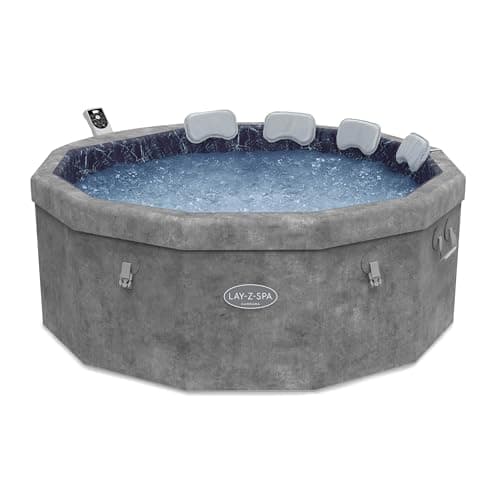 Image of Lay-Z-Spa Carrara, 140 AirJet Massage System, Foam Wall Hot Tub, 60% More Energy Efficient, Built-In Pump, Wifi Control, Includes Padded Pillows, 4-6 Person