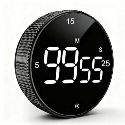 Image of Digital Kitchen Magnetic Timer with Large LED Digital Display Countdown Countup Visual Timer for Home Classroom Gym Office, 3 Volume Levels Alarm Adjustable Productivity Timer, Ideal for Cooking Black