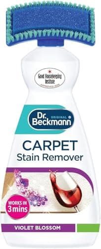Image of Dr Beckmann Carpet Stain Remover with Cleaning Brush 650ml – Works in 3 mins – Oxy-Powered Fast-Acting Deep Cleaner for Old Stains & Odours – Colour and Fabric Safe, Pet Friendly