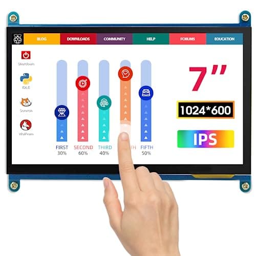 Image of ELECROW 7 Inch Touchscreen Monitor, ELECROW1024x600 IPS Small Monitor for Raspberry Pi 5/4/3/Jetson Nano, HDMI Mini Secondary Screen for Windows 11/10/8/7 PC, Plug and Play