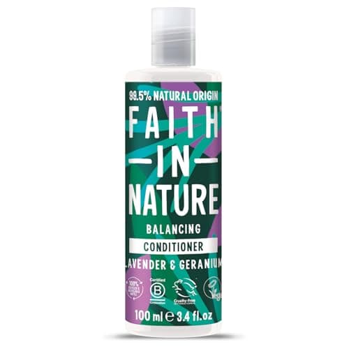 Image of Faith In Nature 100ml Travel Size Lavender & Geranium Conditioner, Nourishing, Vegan & Cruelty Free, No SLS or Parabens, For Normal to Dry Hair