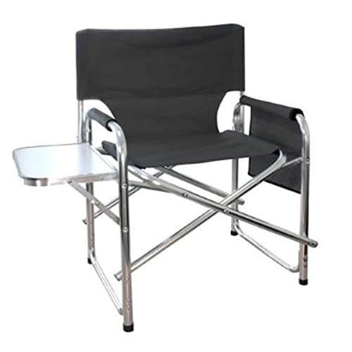 Image of MP Essentials Strong Sturdy Portable Travel Sports Directors Chair with Pockets & Table (Charcoal)