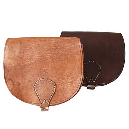 Image of Berber Leather Handmade Large Ladies Saddle Bag (Dark Brown)