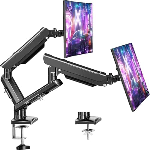 Image of ELIVED Dual Monitor Arm Desk Mount for 13-32 inch Screen, Height Adjustable Double Gas Spring Arm, Gaming Monitor Arm Holds 2-9kg, VESA 75x75 100x100 with C-clamp& Grommet, Freelift Pro Black EV6012B