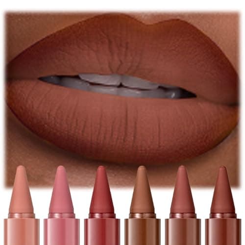 Image of 6Pcs/Set 2-in-1 Lip Liner and Lipstick Set, 6 Shades Highly Pigmented Lip Kit, Long-lasting Waterproof Mini Lip Set with Nude Lipliner Matte Lipstick, Lip Glosses Makeup Set Gift for Women