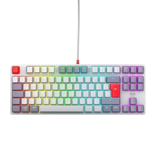 Image of CHERRY XTRFY K4V2 TKL, Wired Gaming Keyboard without Numpad, UK-Layout (QWERTY), Customisable RGB Lighting, Mechanical MX2A RED Switches, Retro