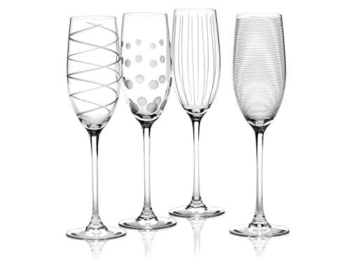 Image of MIKASA Cheers Crystal Champagne Flutes Set, 4 Piece, Champagne Glasses with Quirky Designs, 250ml