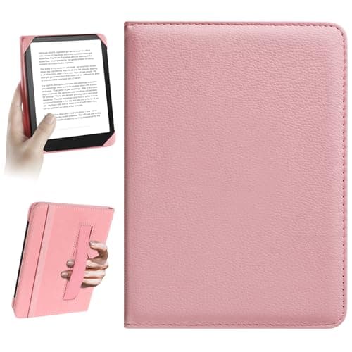 Image of HoYiXi Universal Case for 6 inch Kindle eReader Compatible with Paperwhite(2025/2018)/PocketBook and Tolino/Kobo Clara HD,6" eReader Protective Case Cover Elastic rope,Pink