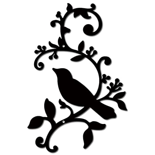 Image of CREATCABIN Metal Bird Wall Decor Birds on The Branch Art Iron Wall Signs Hanging Metal Ornament Sculpture Leaves for Balcony Garden Home Living Room Decoration Outdoor Indoor Gifts Black 11.8x7.8Inch
