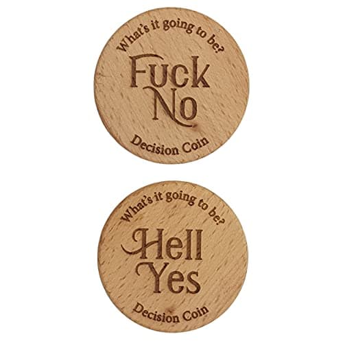 Image of Decision Coin - Yes/No Flip Coin. Stocking Filler. Wooden Decision Coin. Gifts for Friends and Family. Novelty Fun Gifts. Flip Coin.