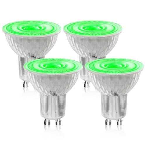 Image of BrightArk GU10 Green LED Bulbs 5W, MR16 Green Colored Spotlights 50W MR16 GU10 Halogen Replacement 38 Degree Beam Angle for Wall Washer Lamps Landscape Lighting, 4-Pack
