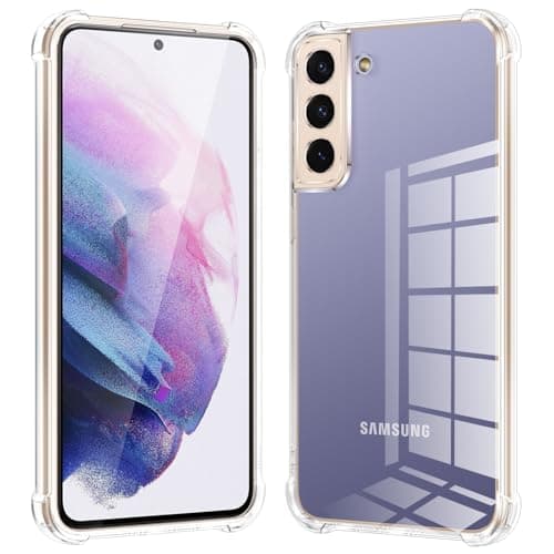 Image of Clear Case for Samsung Galaxy S21 6.2-Inch, Airbag Corners Shockproof Bumper Protective Phone Cover Non-Yellowing, Anti-Scratch Transparent Case for Galaxy S21 5G