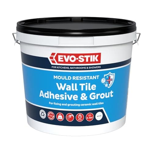 Image of EVO-STIK Mould Resistant Wall Tile Adhesive & Grout White - 2.5L - 2-in-1 Adhesive & Grout for Bathrooms - Ready-Mixed - Waterproof - Kitchens & Showers