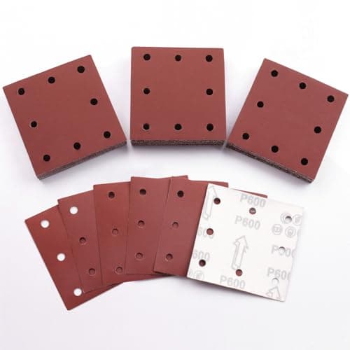 Image of Sruhrak 110x115mm Sandpaper, 50 Pieces Sanding Sheets Hook and Loop Sanding Pads 600 Grits Rectangular Sander Paper Set for Bosch Electric Sander Polishing, Rust Removal