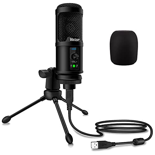 Image of Veetop USB Microphone Metal Computer Condenser PC Mic for Gaming Podcasting Streaming Recording Voiceover YouTube Skype Twitch Zoom Cardioid with Tripod Compatible with Desktop Laptop Windows MacOS