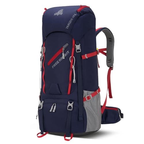 Image of Bseash 65L Waterproof Hiking Camping Backpack with Rain Cover, Outdoor Sport Travel Daypack for Climbing Touring (Navy Blue)