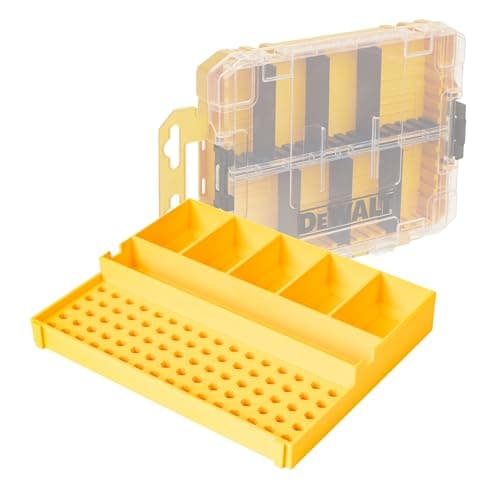 Image of RUGGED TOOLS Insert Tray with 80 Hex Bit Holders and 6 Storage Sections Compatible with Dewalt ToughCase Medium (DWAN2190) - Yellow (80H6s)