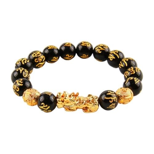 Image of kiki fancy Black Obsidian Wealth Bracelet - Chinese Feng Shui Black Obsidian Bracelet for Prosperity and Protection - Natural Stone Beads - Good Luck Charm for Wealth and Success