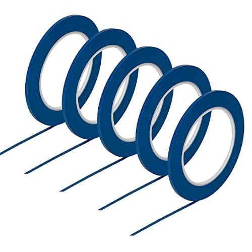 Image of JINBING Vinyl Fine Line Fineline Automotive Pinstriping Masking Tape Painter Tape for Curves Blue (3mm 5Roll)
