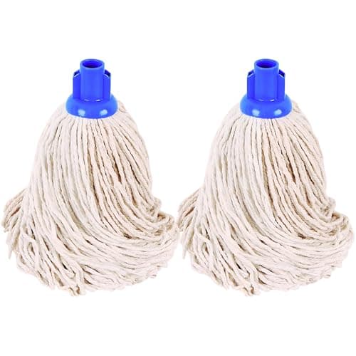 Image of Socket Cotton Mop Heads Replacement Pack 2 Screw-In Super Absorbent Mop Heads with Plastic Socket for Wet & Dry Floor Cleaning | Home & Commercial Use