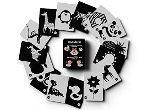 Image of Newborn Essentials - Black and White Sensory Toys High Contrast Baby Sensory Cards Promotes Babies Visual Skills – Perfect Baby Essentials for Newborn & Sensory Toys for Babies 0-6 months by maKidrise
