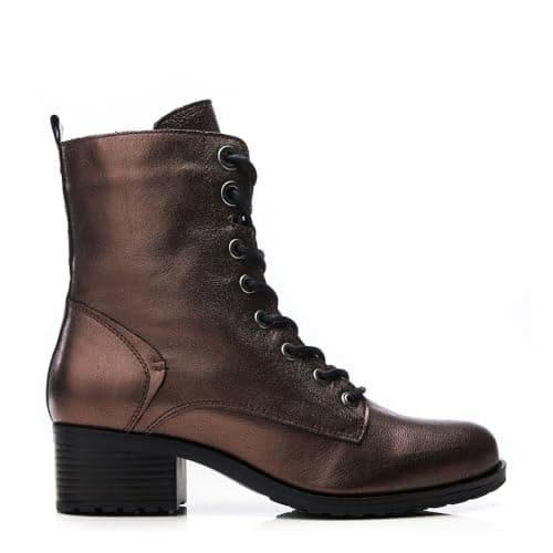 Image of Moda in Pelle Women's Bezzie Pewter Leather Block Heeled Ankle Boots 6