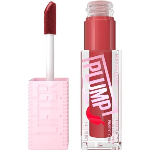 Image of Maybelline New York, Lifter Plump Lip Gloss, Lasting Plump, Heated Formula with Hyaluronic Acid and Chilli Pepper, XL Wand, Vegan Formula, Shade: 006 Hot Chili