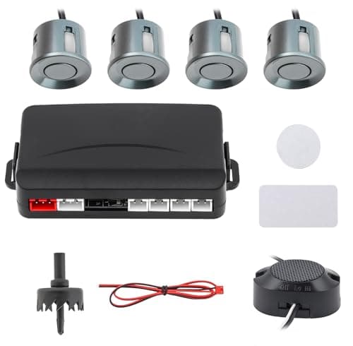 Image of ePathChina Car Parking Sensor System, 4 Sensors Reverse Backup Radar Compatible with Android Car Player, Digital Distance Display & Buzzer Alert, Waterproof 12V Parking Assist Kit (Grey)
