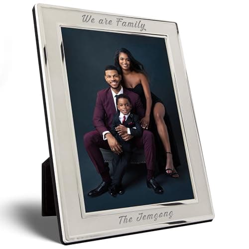 Image of Personalised Silver Plated Satin Panel Photo Frames | Ideal Gifts for Wedding, Family, Graduation, Engagement, Anniversary, Couples | Elegant Photo Display | Polished Finish (Silver, 7"x5")