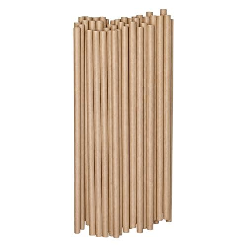 Image of 500-Pack Biodegradable Paper Straws – Thick & Non-Soggy – Plastic-Free, Recyclable, Durable Drinking, Juice, Coffee, and Cold Drinks Eco-Friendly Stripped Straws for Party - Kraft Paper