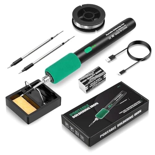 Image of Cordless Soldering Iron Kit - USB Rechargeable Soldering Iron with 3 Soldering Tips, 3 Temperature Adjustable 260℃-450℃, Portable Soldering Irons Kit, Battery Powered Soldering Tools Fast Heating Safe